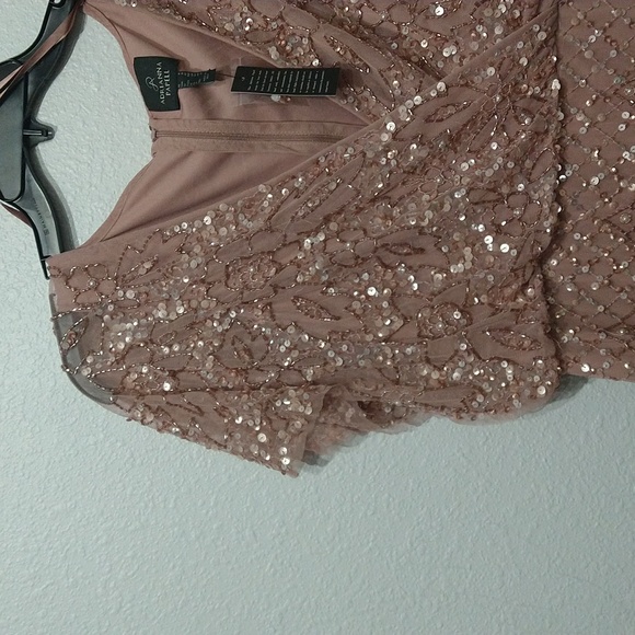 Adrianna Papell Women's Beaded Mesh Blouson Dress - Picture 9 of 13